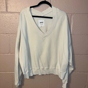 Aerie Cream Knit V-Neck Top